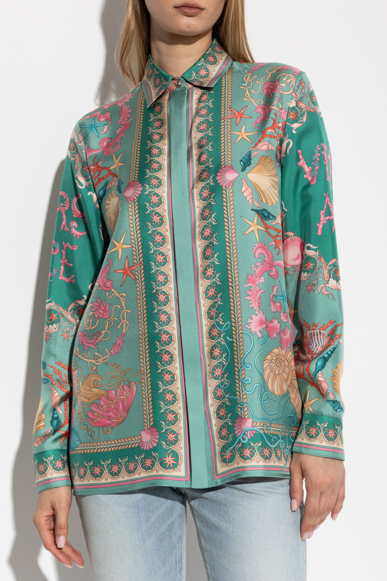 Green Silk shirt with 